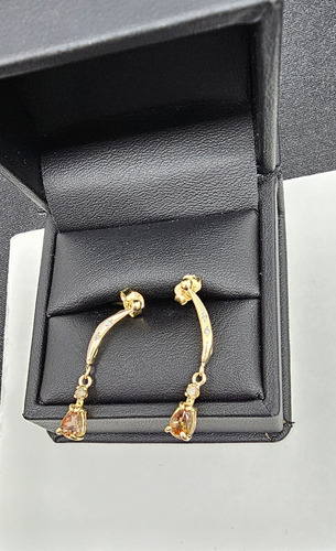 Aretes De Oro Amarillo 14k Esmeraldas Con Diamantes (Usado)