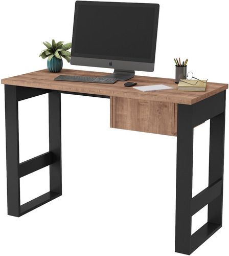 Mesa de escritório - 1 gaveta - 115x080x050 - Industrial - Cor M108 preto/Solanum