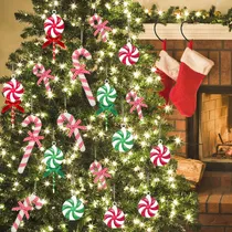 Comprar Adornos Navideños Con Forma De Bastón De Caramelo, Con Forma