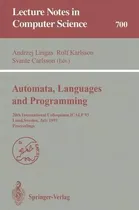 Comprar Libro Automata, Languages And Programming - Andrzej Lingas