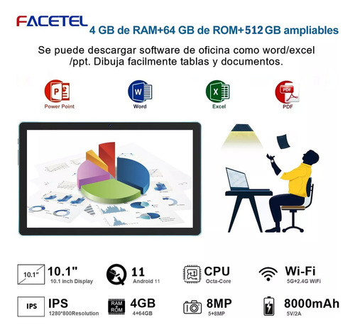 Tablet Android Hd 10.1 De 4 Gb Y 64 Gb De Memoria Octa-core