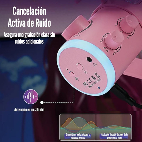 Micrófono Fifine Ampligame Tam6 Rgb Usb (incluye Brazo) Pink