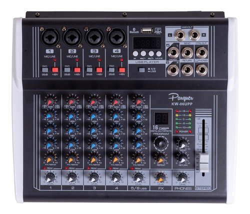 Consola Mixer Potenciada Parquer 6 Canales 125w Por Lado