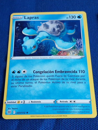 Lapras Básico No.131 031/172 Tcg Pokémon 2022 Español (Usado)