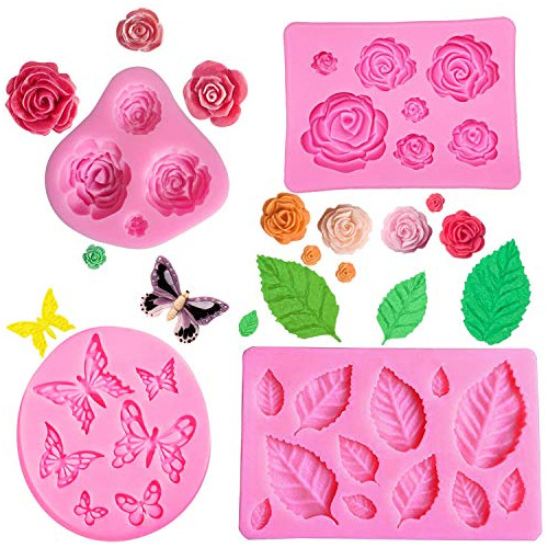 Moldes De Silicona Chocolate, Fondant Y Rosas Forma De ...