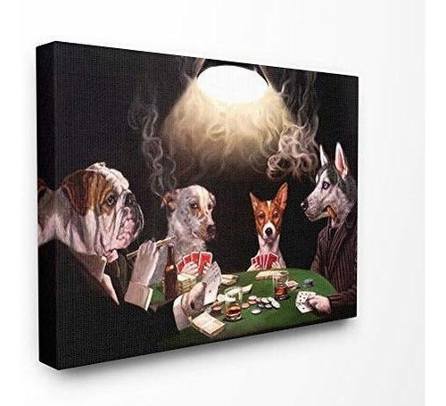 Stupell Industries Dog Poker Funny Pet Painting Canvas Wall 