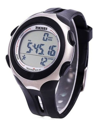 Relógio Pedômetro Masculino Skmei Digital 1107 Preto Prata