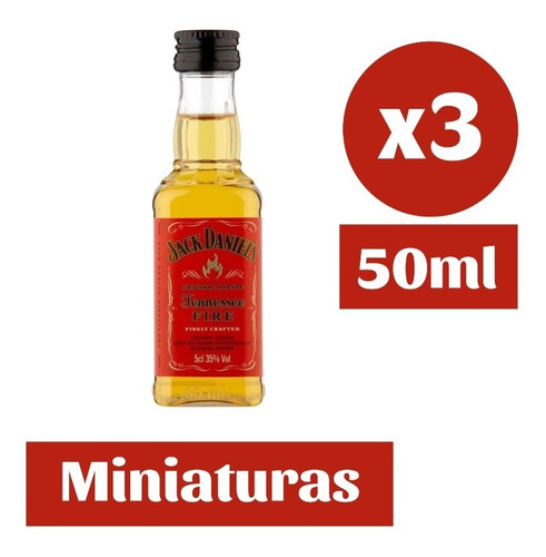 3x Whiskey Jack Daniels Miniatura 50ml Apple Fire Honey N°7