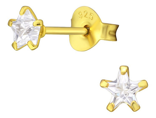 Aretes Estrella Pequeña  Cristalina Plata 925 Hipoalergénico