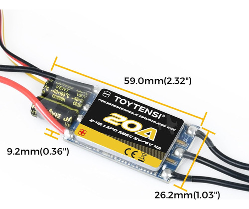 Motor Sin Escobillas Rc 20a 2-4s Esc Para Avión Rc Con Sbec