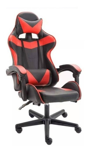Silla de escritorio Multilaser GC-030 gamer ergonómica negra y azul con tapizado de cuero sintético