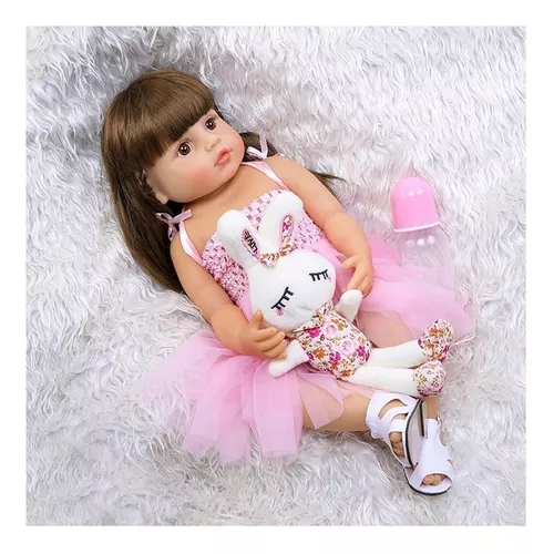 Boneca Bebê Reborn 45 cm Feita À Mão Com Roupinha Pink - Ifcat ToyStore