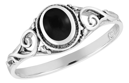 Anillo Plata 925 Con Filigrana Ovalada Onix Negro Anillos