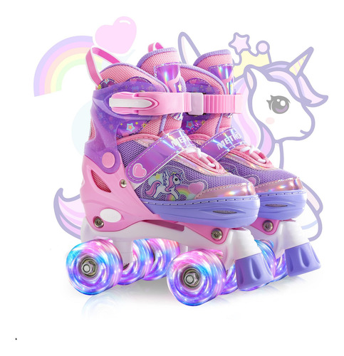 Patines Ajustables Para Niños Con Ruedas Brillantes Talla De Los Patines 0 Mm Púrpura