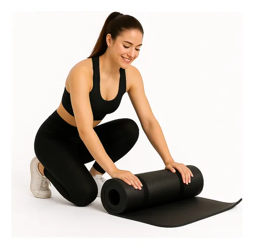 Colchoneta Para Yoga Pilates Gimnasia Fitness Gruesa 15mm Negro