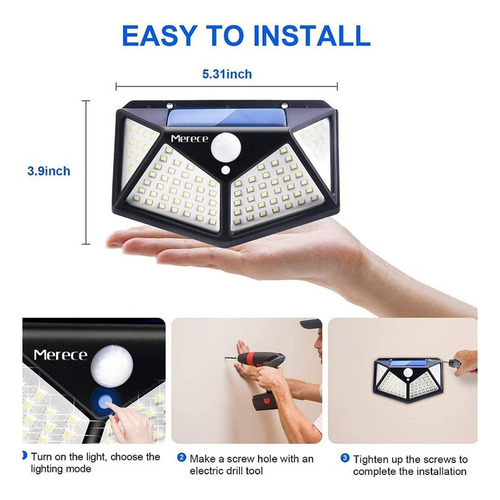 Luz De Seguridad Para El Hogar Al Aire Libre Con Sensor Sola
