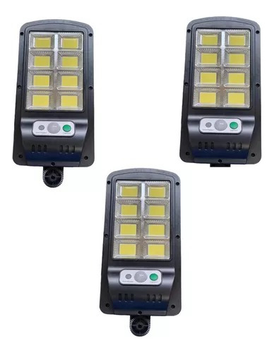 Pack 3 Foco Solar Led Exterior Sensor Movimiento Control