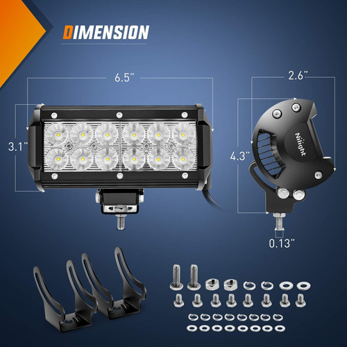 60002f-b Barra De Luz Led 2 Piezas 36 W 6,5 Pulgadas 9648173