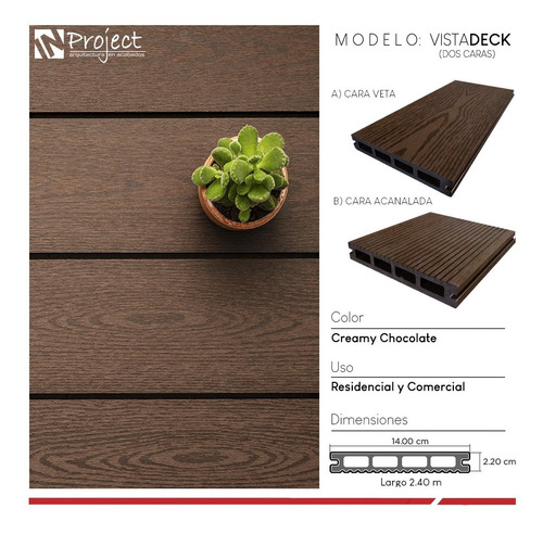 Deck Exterior Wpc, Bambú, Sintético Artificial Chocolate