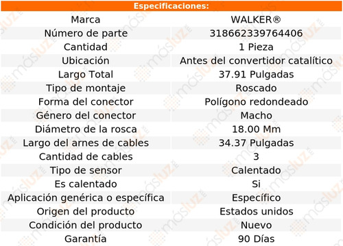Sensor Ox O2 Antes Cc P/ Porsche 968 L4 3.0l 92/95 Walker