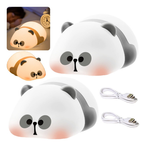 Lámpara De Silicona Panda Night Light, 2 Unidades, Lámpara D