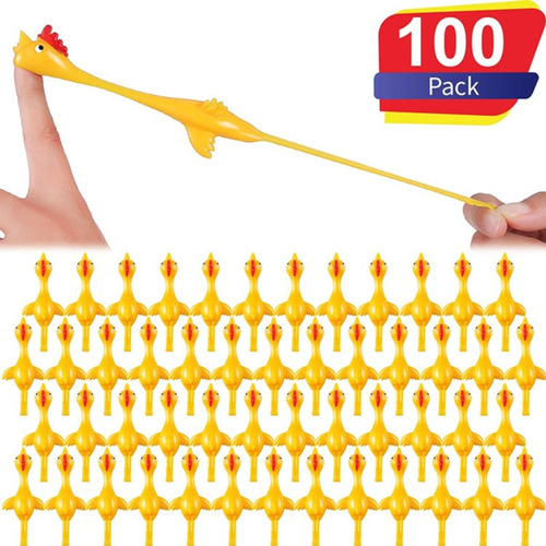 100 Pollos De Goma Flick Flick Flick Flying Chicken Elástico