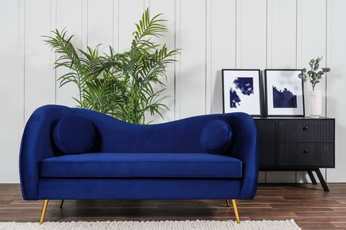 Sofá Salas Modernas Minimalistas Sillones Retro Lounge Color Azul