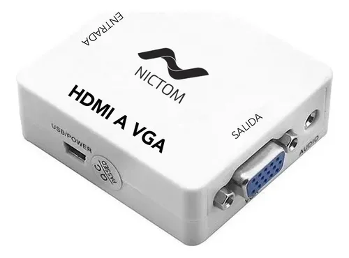 Conversor Adaptador Hdmi A Vga Activo Con Audio Local Color Blanco