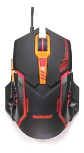 Mouse Gamer Multilaser 2400dpi Preto E Laranja Mo270 Com Fio Cor Preto/Laranja