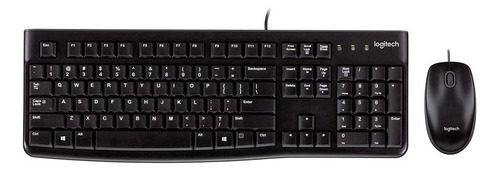 Kit de teclado y mouse Logitech MK120 Español Latinoamérica de color negro