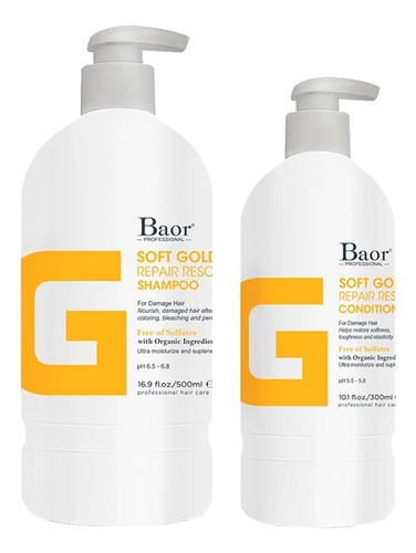 Shampoo + Acondicionador Baor Professional G Soft Gold 