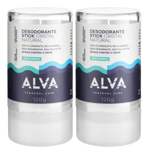 Desodorante Stick Kristall Sensitive Alva 120g - 2 Unidades Fragrância Não