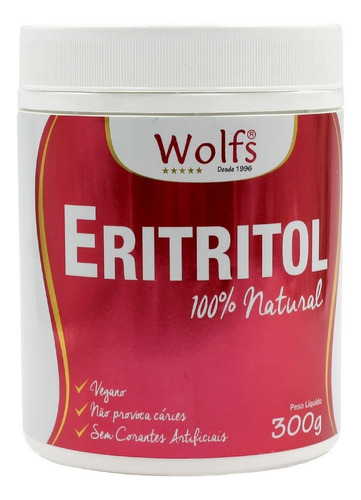 Adoçante Eritritol 100% Natural 300g Natural Wolfs