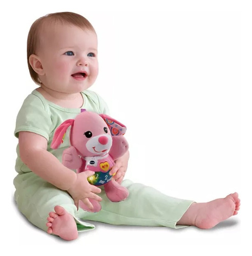 Peluche Sonajero Cunero Peque Perrito Primera Infancia Vtech Color Rosa Chicle Diseño Pequeperrita