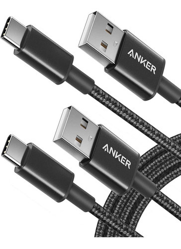 Cable Usb   Tipo C  2 Unidades, 6 Pies (negro)