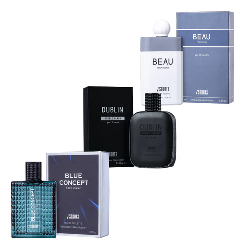 Kit 3 Perfumes Iscent Blue Concept - Dublin - Beau Mas.100ml