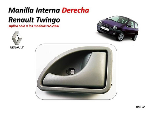 Manilla Interna Renault Twingo Derecha 92 - 2006 Gris