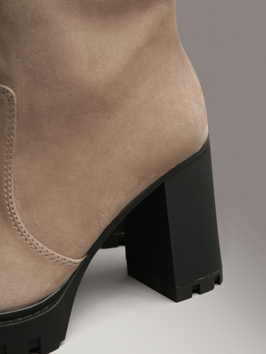 Botas Heel Platform Zip Beige Calvin Klein