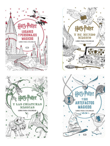 Colección Libros Colorear Harry Potter 4 Tomos