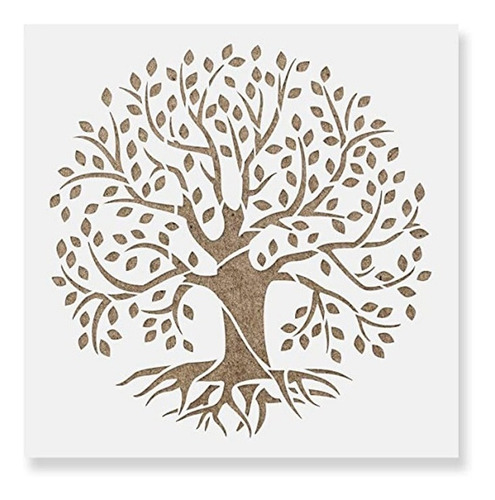 Stencil Árvore Da Vida Folhas Molde Vazado Pintura 20cm