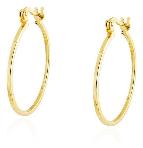 Brinco Ouro 18k Argola Redonda Lisa G Com Trava