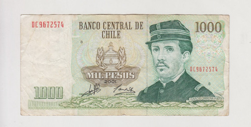 Billete Chile 1000 Pesos Año 2001 Sin Pie Imprenta (c85)