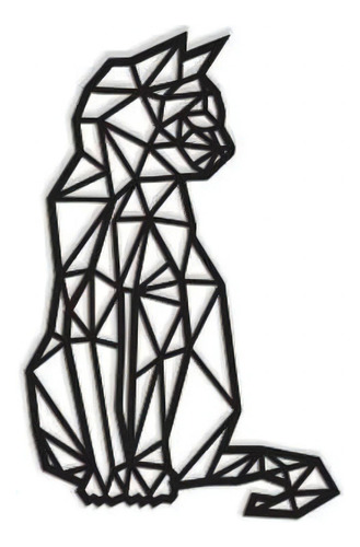 Gato Geométrico Poligonal 60x38cm Mdf Aplique De Parede