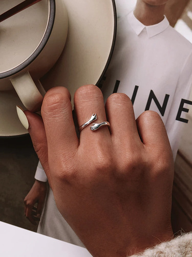 Anillo Ajustable Abrazo Para Mujer Fabricado En Plata 925