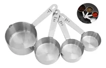 Comprar Conjunto 4 Copos Medidores Em Aço Inox Colheres Dosadoras