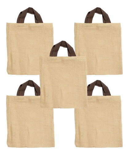 Bolsa De Yute Beige Estampar Serigrafía Pack X5 Disershop