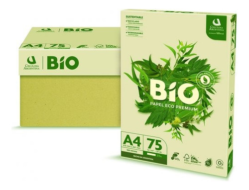 Resma Bio Premium Sustentable A4 75g/m2 (500 Hojas) Pack X2