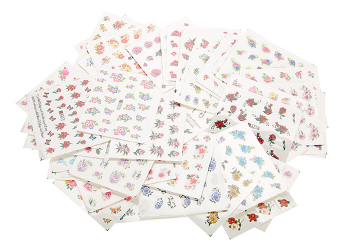 50 Hojas De Flores Mixtas Butterenfly Cartoon Arte De Uñas