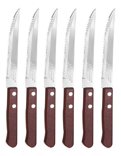 Vencort 6 cuchillos asado para carne sierra mango madera 4.5 pulgada