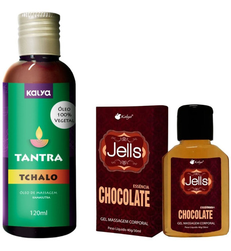  Kit Óleo Massagem Corporal Kamasutra E Gel Beijavel Chocolat